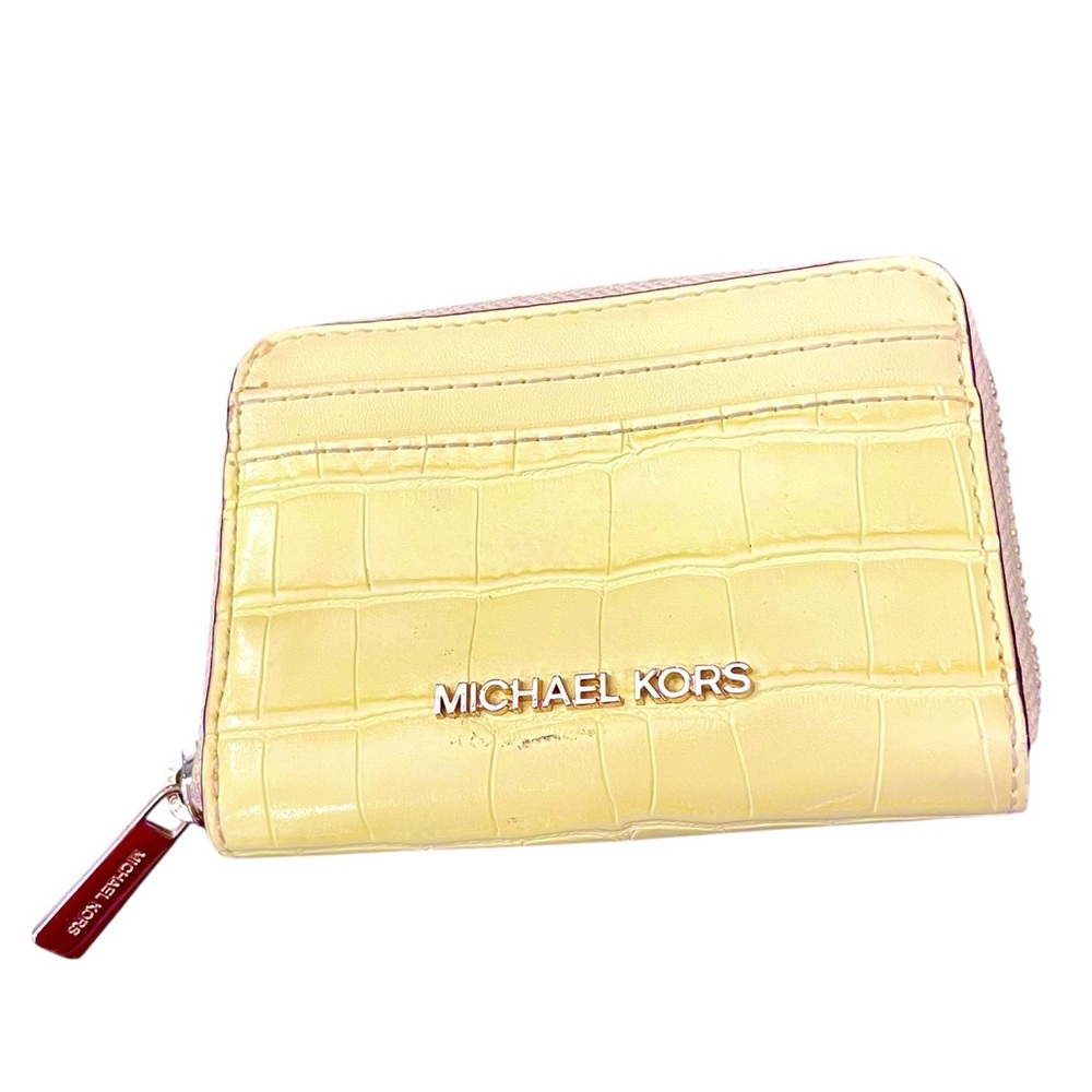 MICHAEL KORS JET SET TRAVEL MD ZA CARD CASE WALLET EXOTIC EMBOSSED‎ BUTTERCUP